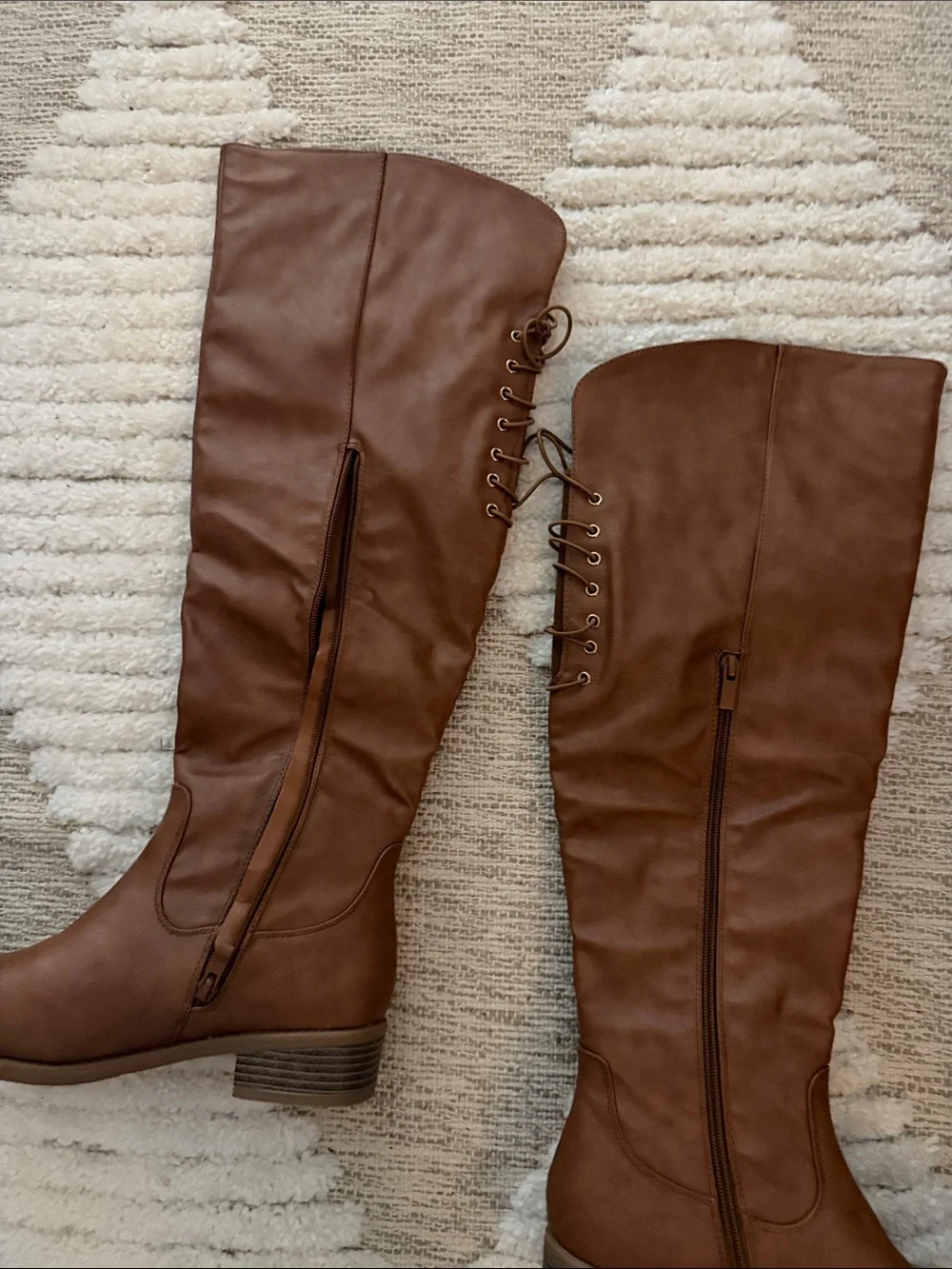 Women's Tall Lace-Back Riding Boots in Brown